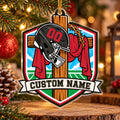 Personalized Charcoal and Red Football Cross Shield Ornament
