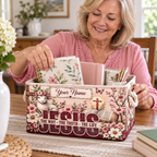 Personalized Floral Lamb Storage Basket