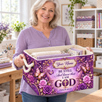 Personalized Purple Butterfly Rose Storage Basket