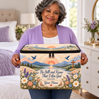Personalized Sunrise Wildflower Square Storage Basket With Lid