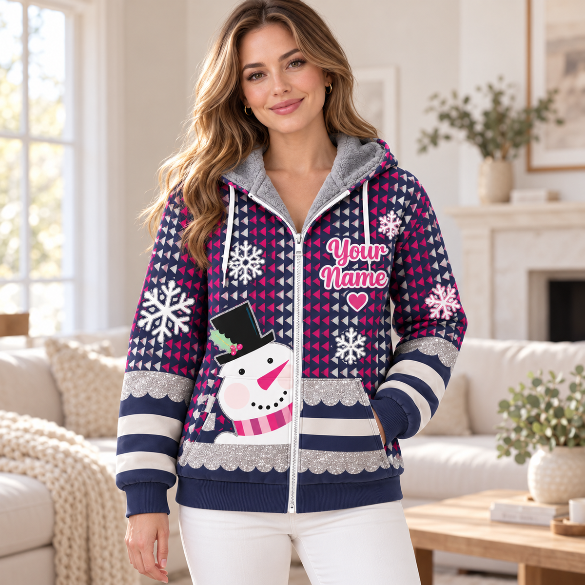 Let It Snow Snowman Personalized Fleece Jacket