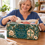 Personalized Teal Dragonfly Floral Storage Basket