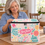 Personalized Colorful Doodle Square Storage Basket With Lid