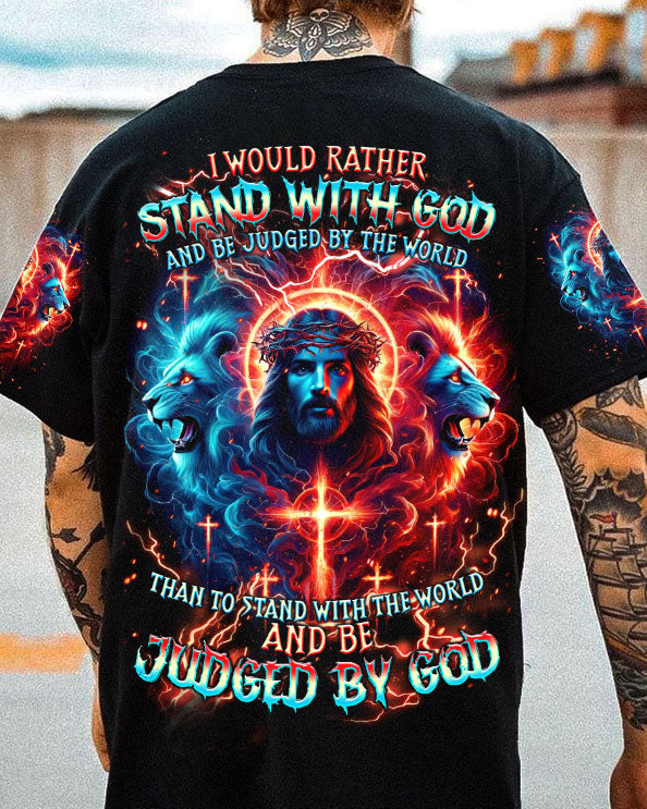 I Would Rather Stand With God Jesus Lion Men's All Over Print Shirt - Trunx777499