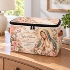 Personalized Blush Rose Square Storage Basket With Lid
