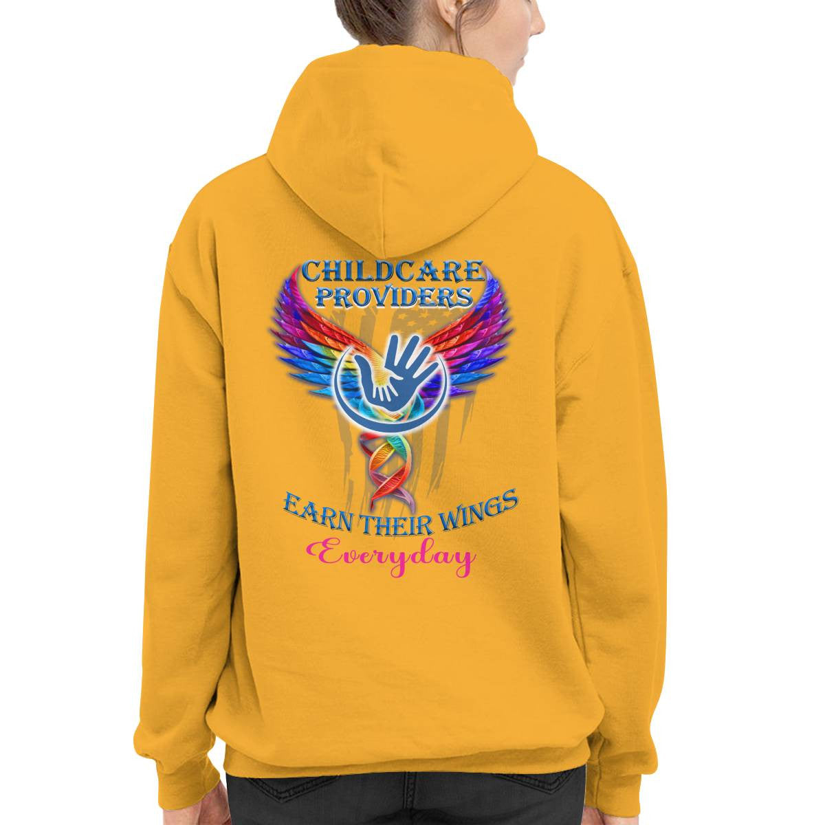 Awesome Childcare Providers Earn their wings everyday-Hoodie-#F091024EARTH16BCHPRZ2