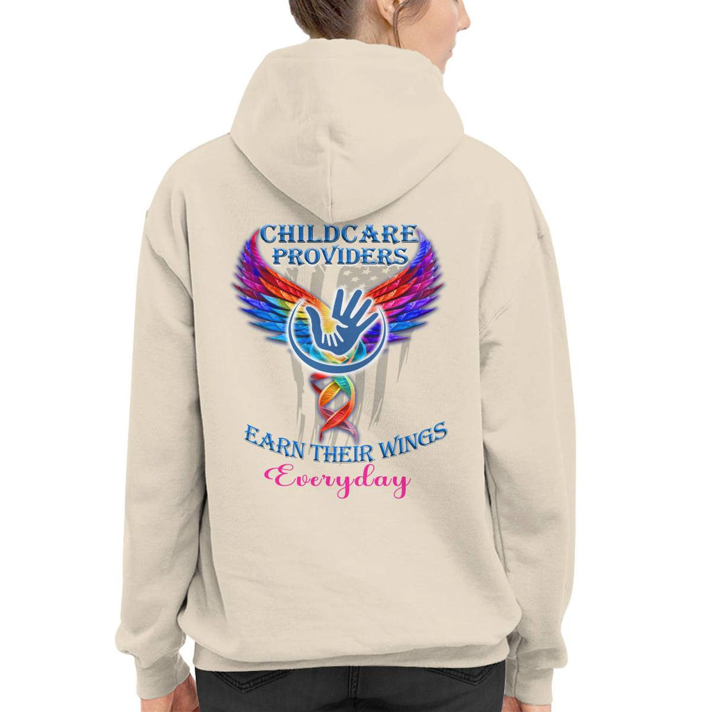 Awesome Childcare Providers Earn their wings everyday-Hoodie-#F091024EARTH16BCHPRZ2