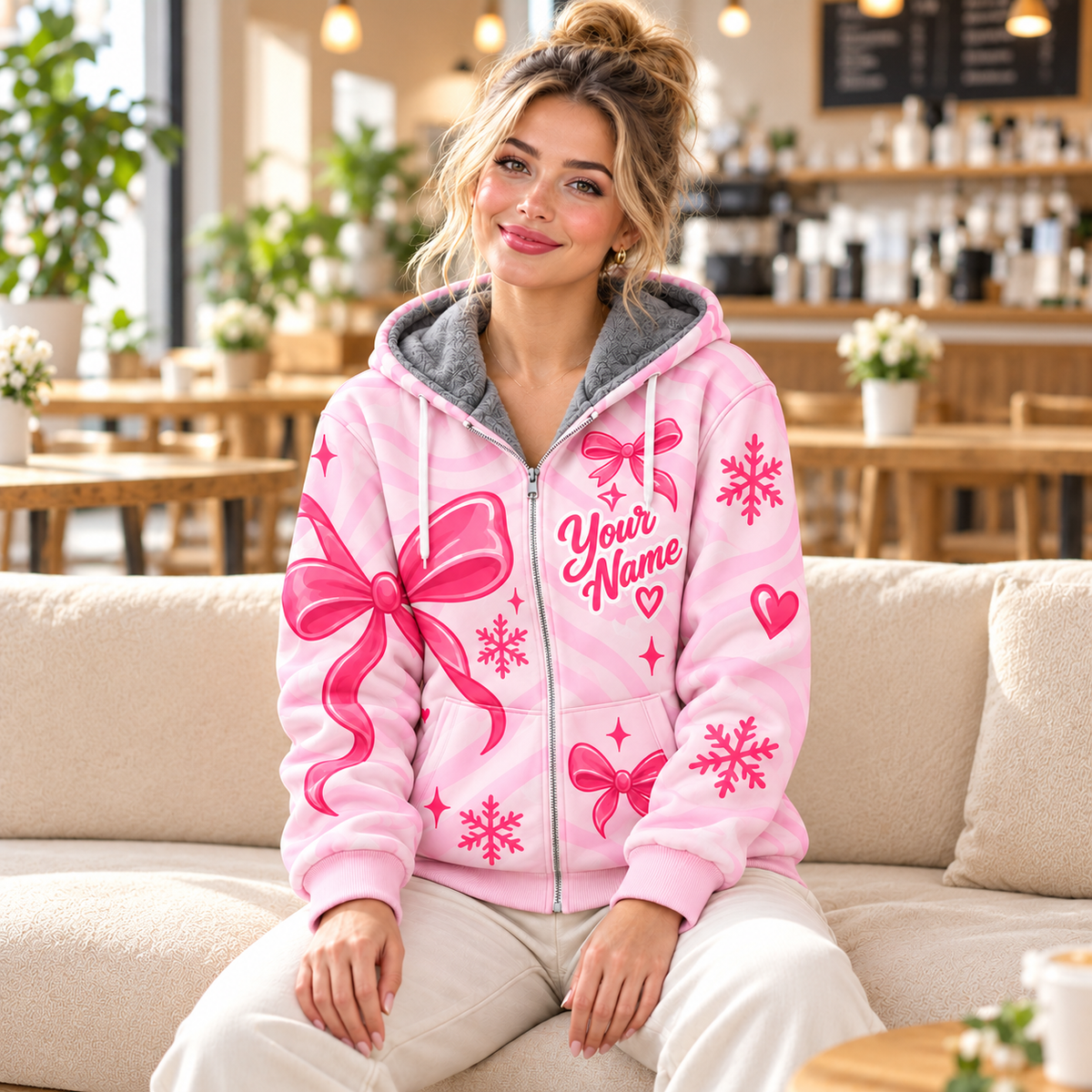 Bubblegum Gingerbread Man Personalized Fleece Jacket