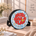 Personalized God Has a Plan Daisy Leather Round Bag