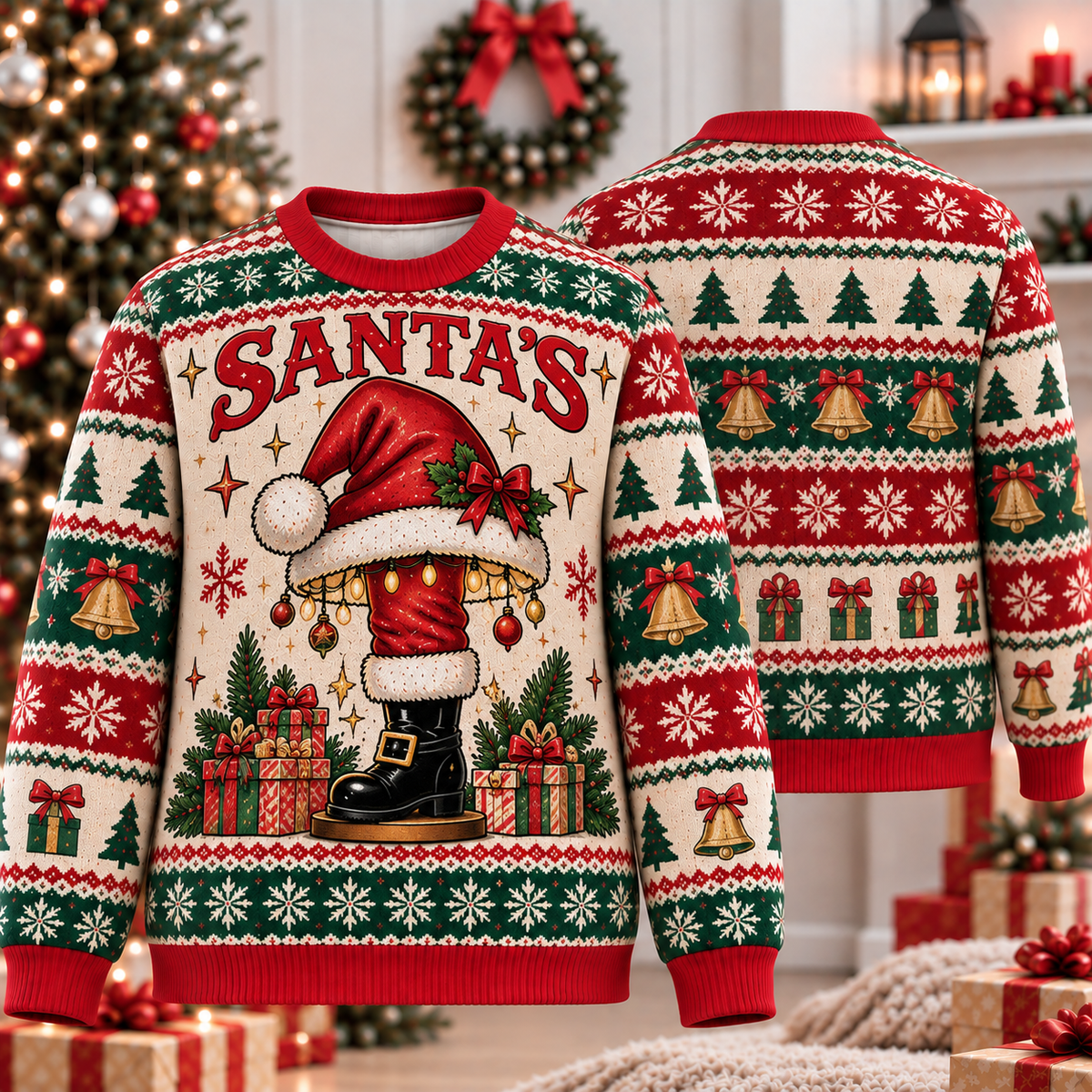 Santa's Leg Lamp Ugly Sweater