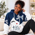 Navy Bow Cat Waffle Hoodie