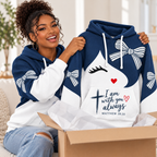 Navy Bow Cat Waffle Hoodie