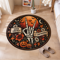 Good Energy Skeleton Halloween Round Rug