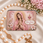 Pink Virgin Mary Personalized PU Leather Pouch
