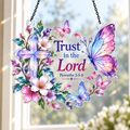 Trust In The Lord Butterfly Cross Acrylic Suncatcher