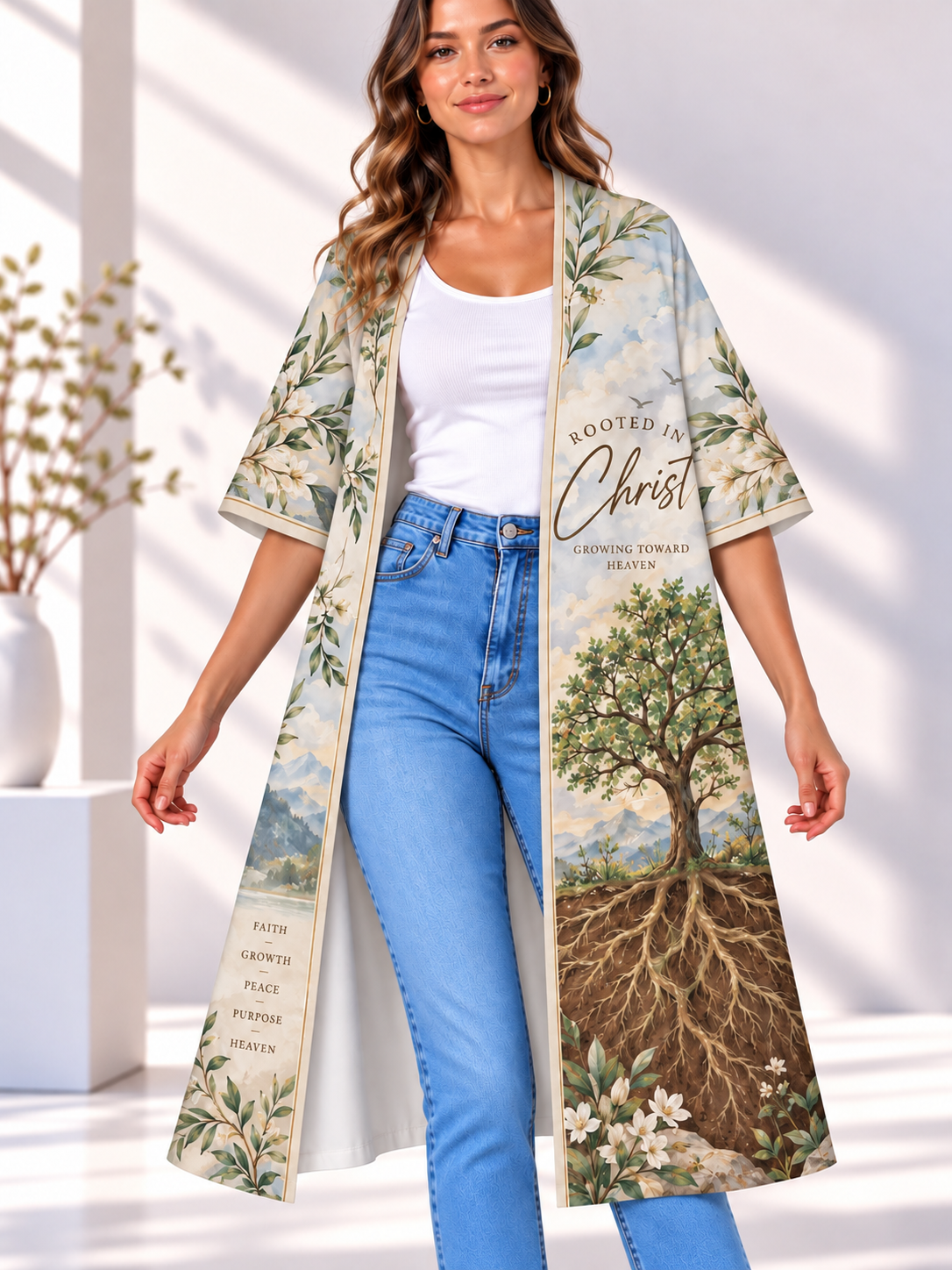 Rooted in Christ Tree Women's Short-Sleeved Cape