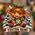 Personalized Football Highland Cow Ornament