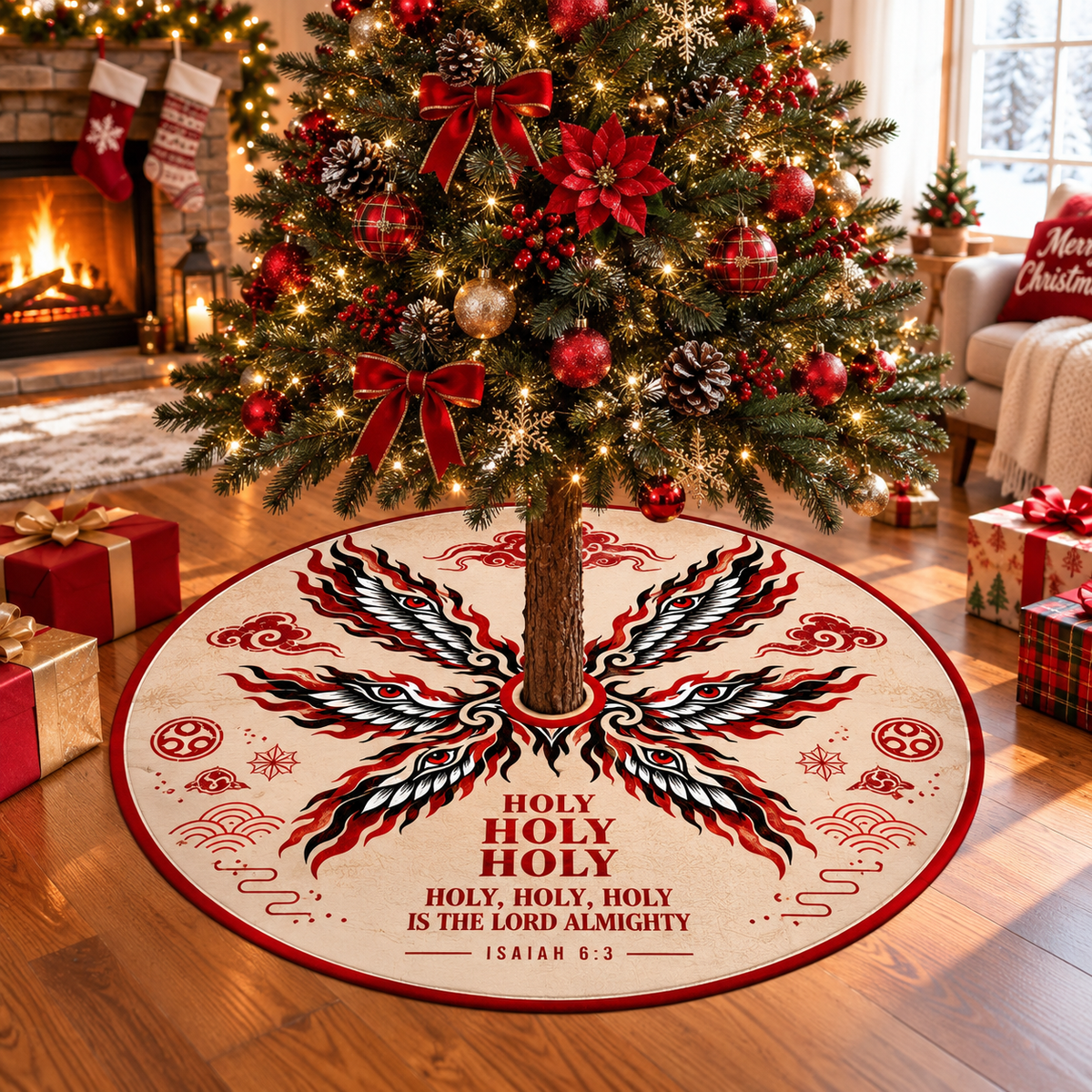 Seraphim Holy Holy Holy Christmas Tree Skirt