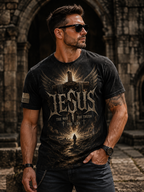 Jesus The Way The Truth The Life T-Shirt – John 14:6 Angel Wings Cross Patriotic Christian Shirt for Men