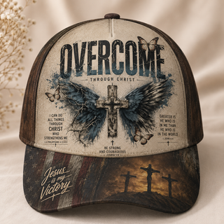 Overcome Through Christ Dark Wings Cross Classic Cap