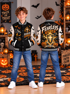 Fearless Faith Club Cross Shield Kids Baseball Jacket