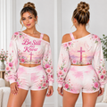Be Still And Know One-Shoulder Top And Shorts Set