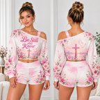 Be Still And Know One-Shoulder Top And Shorts Set