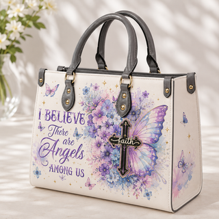 I Believe There Are Angels Among Us PU Leather Handbag