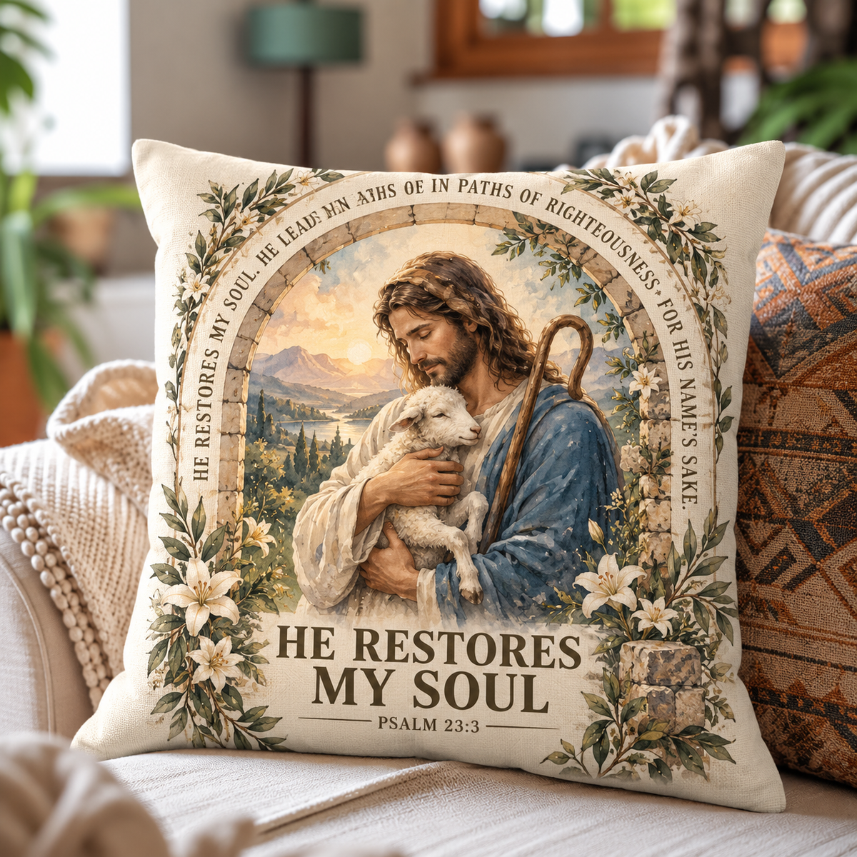 He Restores My Soul Pillow