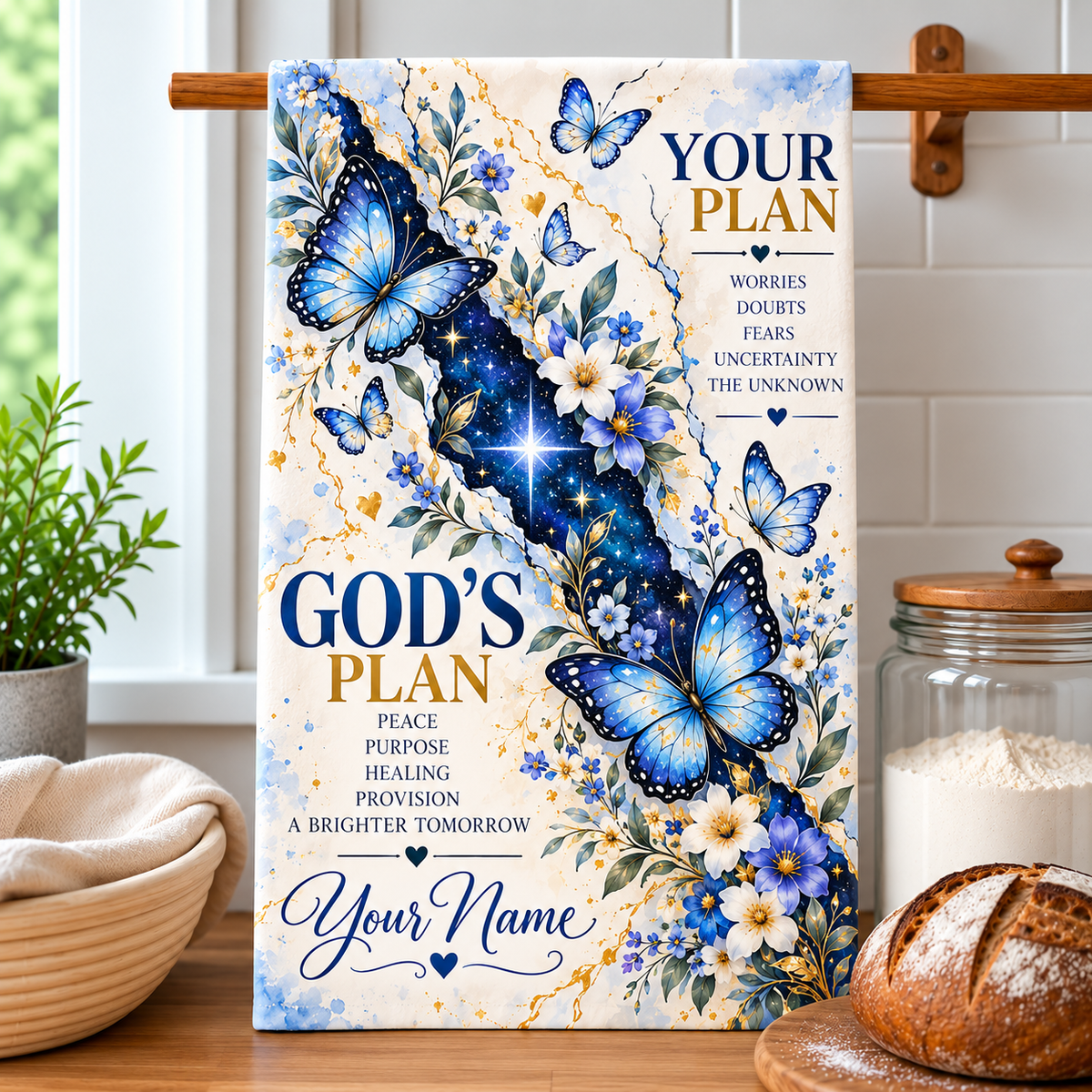 Personalized God's Plan Butterfly Kitchen Towel