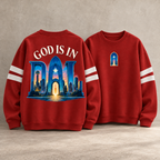 God Is In DAL Striped Sleeve Sweatshirt