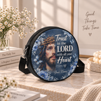 Personalized Jesus Trust in the Lord Leather Round Bag
