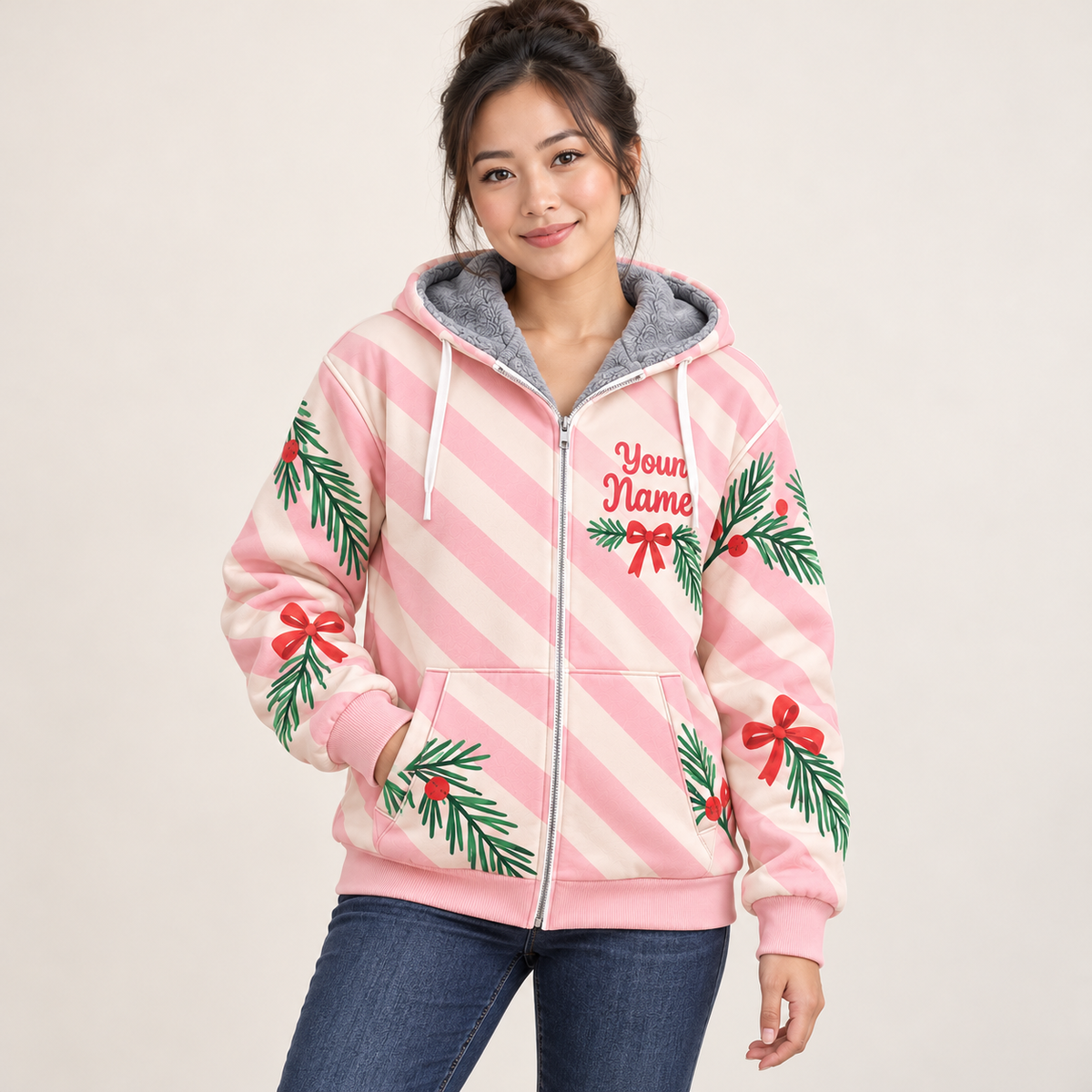 Oh So Merry Black Cat Personalized Fleece Jacket