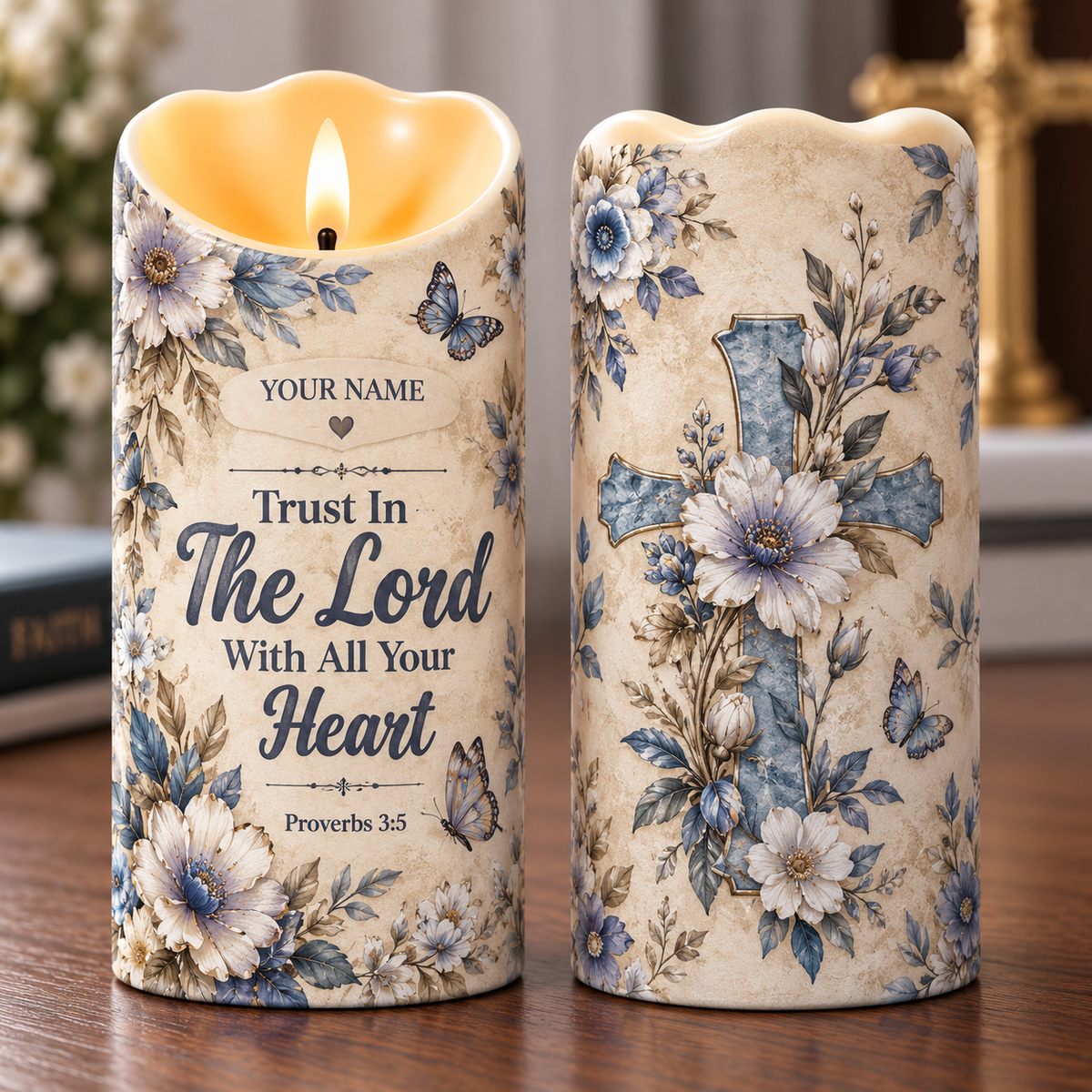 Personalized Trust in the Lord Flameless LED Candle