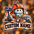Personalized Orange and Navy Football Egg Mascot Ornament