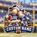 Personalized Football Sheep Couple Ornament