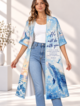 He Will Be With You Whale Women's Short-Sleeved Cape