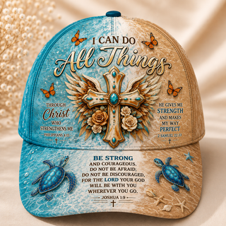 I Can Do All Things Jeweled Cross Sea Turtle Classic Cap