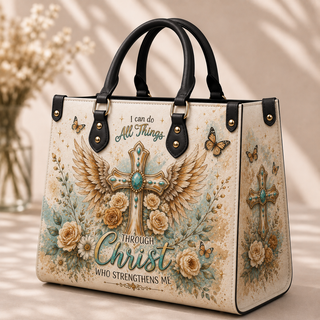 I Can Do All Things Through Christ Who Strengthens Me PU Leather Handbag