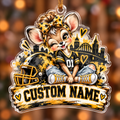 Personalized Black and Gold Football Mouse Ornament