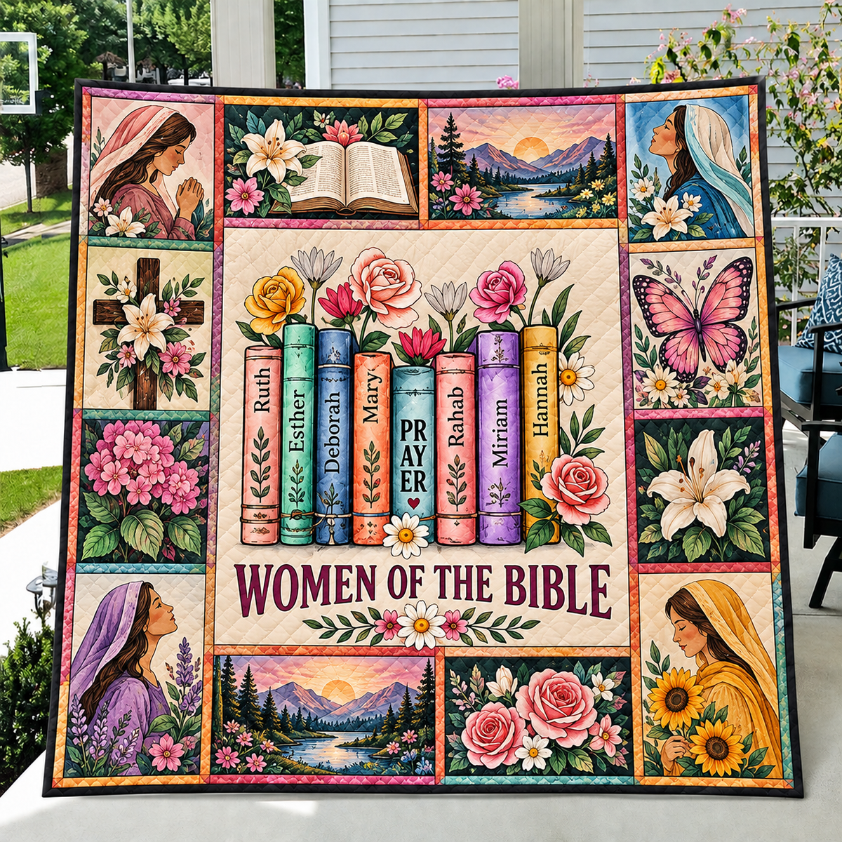Women Of The Bible Floral Quilt
