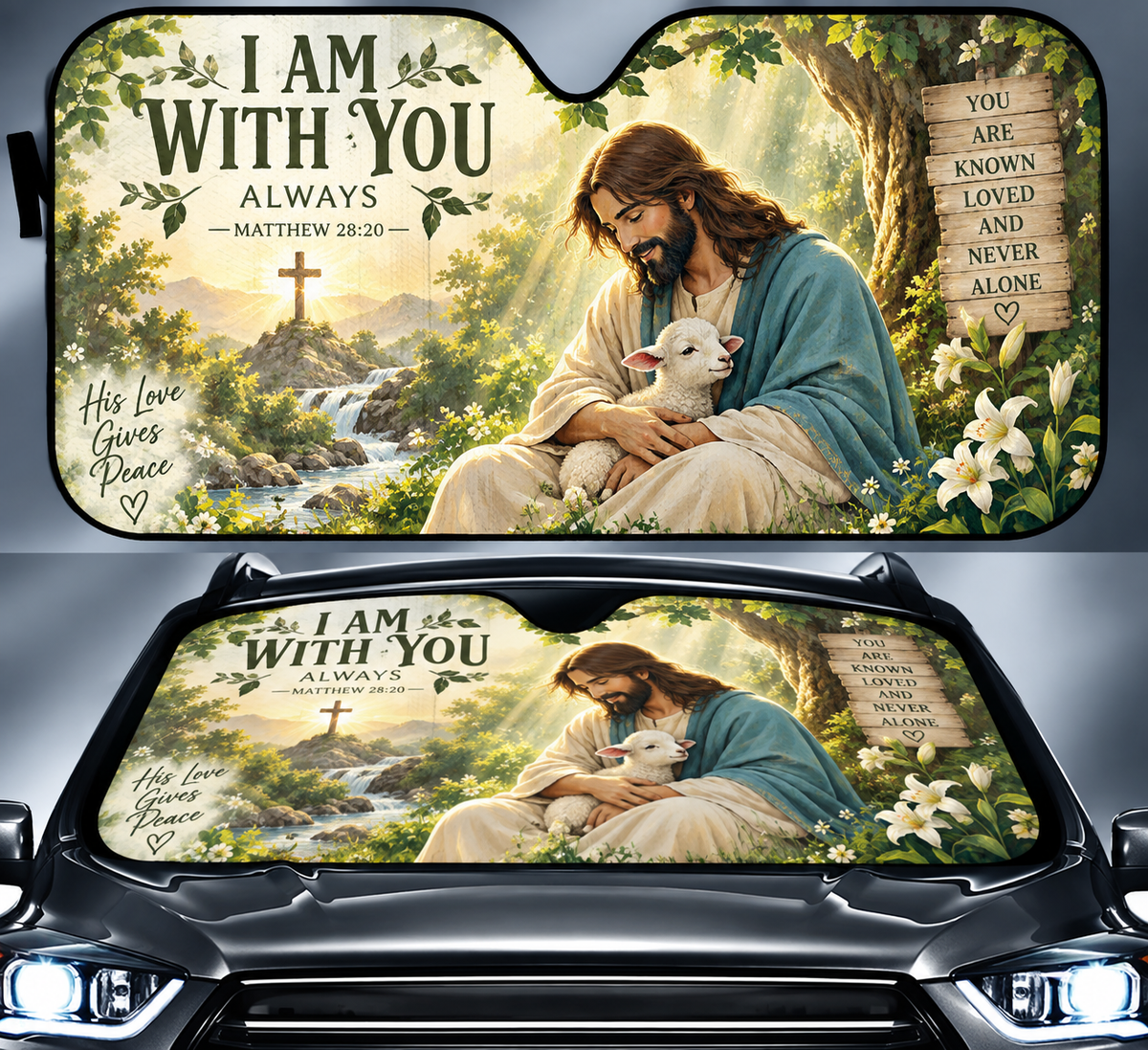 I Am With You Always Jesus Car Sun Shade