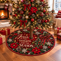 Jesus Reason for the Season Poinsettia Christmas Tree Skirt