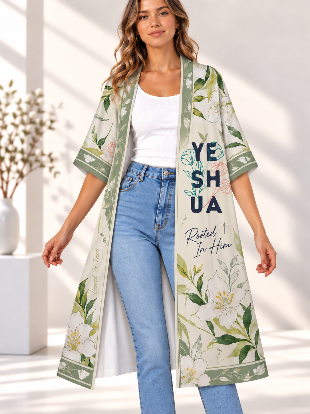 Yeshua White Lily Women's Short-Sleeved Cape