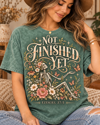 Not Finished Yet Ezekiel 37:5 Floral Skeleton T-Shirt