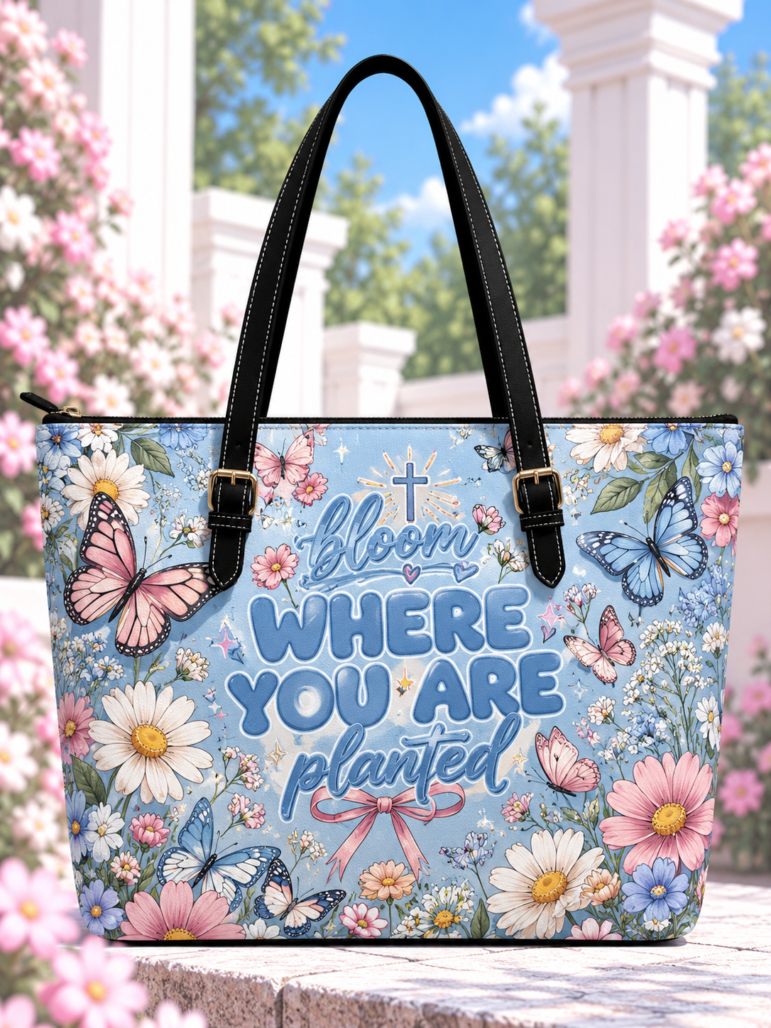 Bloom Where You Are Planted Butterfly Daisy Saddle Bag