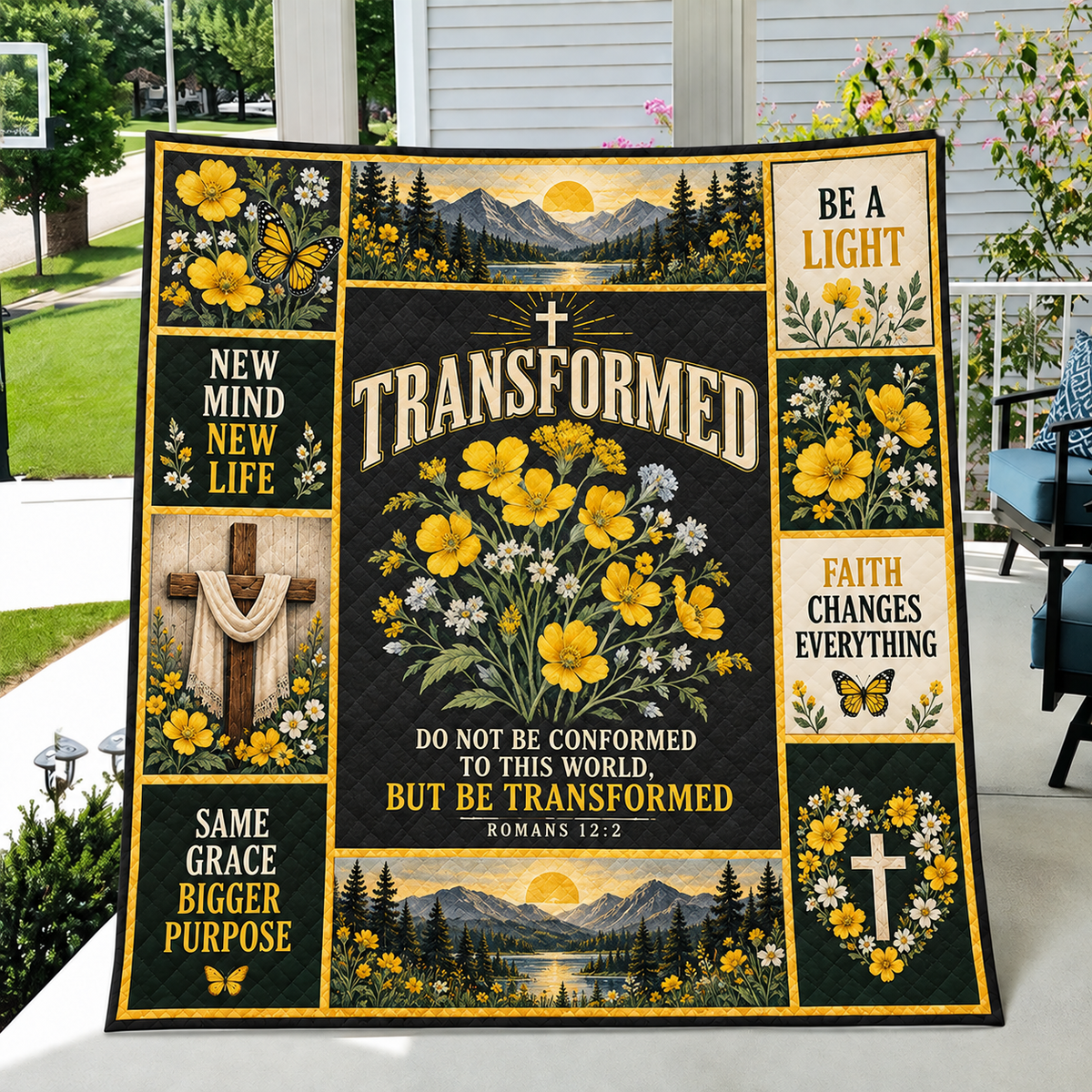 Transformed Do Not Be Conformed Yellow Wildflower Quilt