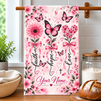 Personalized Faith Hope Love Butterfly Kitchen Towel