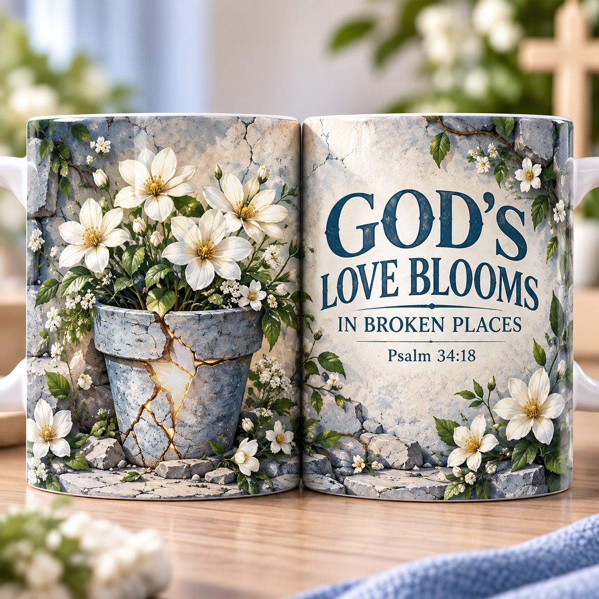 God's Love Blooms In Broken Places Coffee Mug