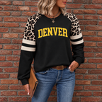 Denver God Is In DEN Leopard Sleeve Sweatshirt
